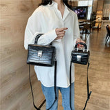 Crocodile Pattern Shoulder Messenger Bag Lock Handbag