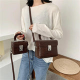 Crocodile Pattern Shoulder Messenger Bag Lock Handbag