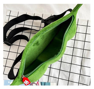 Edamame Shape Messenger Bag Soft Plush Shoulder Bag Funny Chest Bag Female
