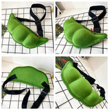 Edamame Shape Messenger Bag Soft Plush Shoulder Bag Funny Chest Bag Female