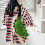 Edamame Shape Messenger Bag Soft Plush Shoulder Bag Funny Chest Bag Female