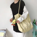 Women Canvas Shopping Bag Letters Print Eco Handbag Tote