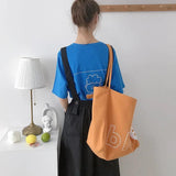 Women Canvas Shopping Bag Letters Print Eco Handbag Tote