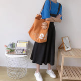 Women Canvas Shopping Bag Letters Print Eco Handbag Tote