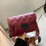 Vintage Sling Handbags Leather Crossbody Plaid Shoulder Messenger Bag