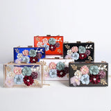 Women's Transparent Shoulder Bag Clear Acrylic Evening Clutch High Flowers