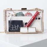 Women's Transparent Shoulder Bag Clear Acrylic Evening Clutch High Flowers