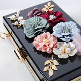 Women's Transparent Shoulder Bag Clear Acrylic Evening Clutch High Flowers