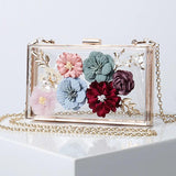 Women's Transparent Shoulder Bag Clear Acrylic Evening Clutch High Flowers