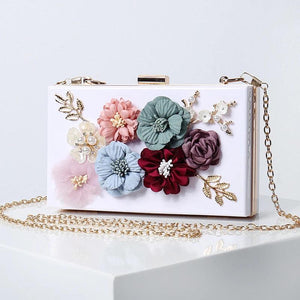 Women's Transparent Shoulder Bag Clear Acrylic Evening Clutch High Flowers