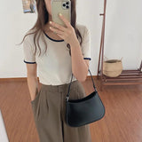 Women Handbag Retro PU Leather Shoulder Bags Crossbody Bag Solid Underarm Bags