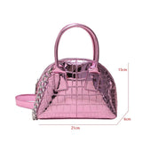 Silver Shell Evening Clutch Crocodile Pattern Shoulder Bag for Party Wedding