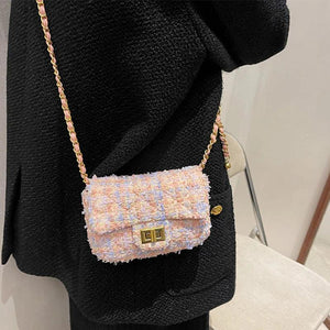 Plaid Crossbody Bag Pink Grid Checkered Mini Purse Handbag