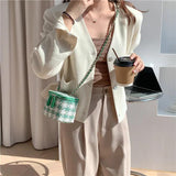 Plaid Crossbody Bag Pink Grid Checkered Mini Purse Handbag