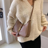 Small Pu Leather Shoulder Bag For Women Underarm Purse Handbag Satchel Zipper Me