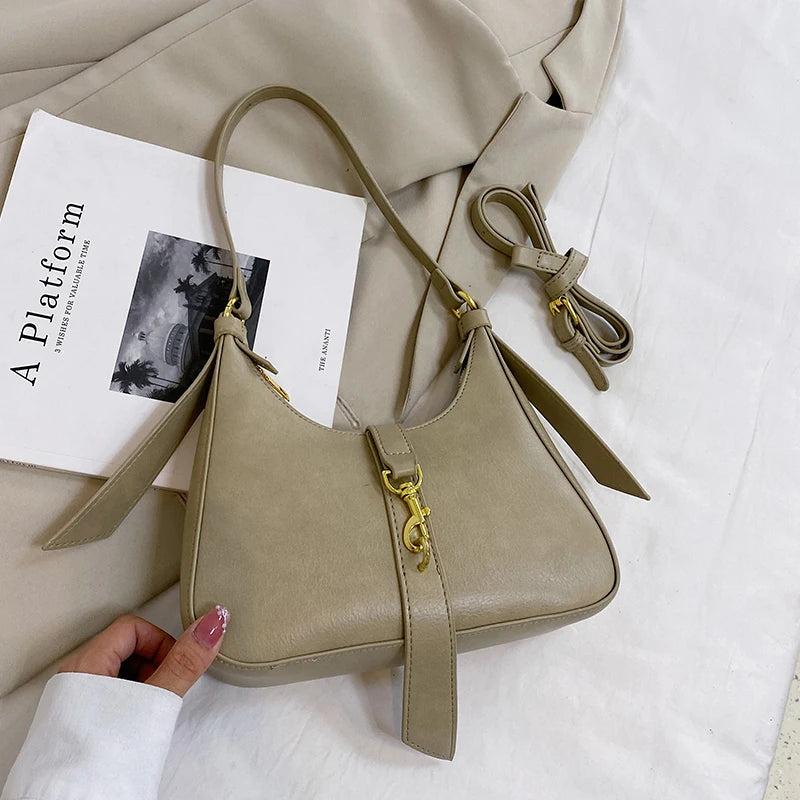 Small Pu Leather Shoulder Bag For Women Underarm Purse Handbag Satchel Zipper Me