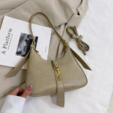 Small Pu Leather Shoulder Bag For Women Underarm Purse Handbag Satchel Zipper Me