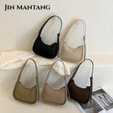 Women's PU Leather Lock Shoulder Bag Small Purse Zipper Clutch