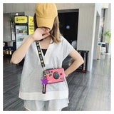 Cartoon Camera Print Crossbody Messenger Bag for Women