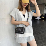 Cartoon Camera Print Crossbody Messenger Bag for Women