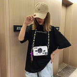 Cartoon Camera Print Crossbody Messenger Bag for Women