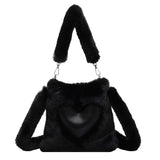 Winter Faux Fur Patchwork Bucket Crossbody Bag