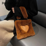 Winter Faux Fur Patchwork Bucket Crossbody Bag