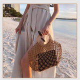 Straw Beach Handbag Woven Lady Tote Bag Half Round Hand Bag