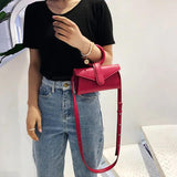 Leather Waist Bag Round Handbag Women Shoulder Bag Small Tote