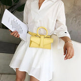 Leather Waist Bag Round Handbag Women Shoulder Bag Small Tote