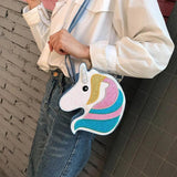Colorful Embroidery Unicorn Crossbody Messenger Bag