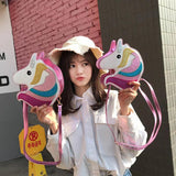 Colorful Embroidery Unicorn Crossbody Messenger Bag