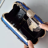 Mini Silver Crystal Wedding Clutch Bags for Bride