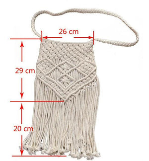 Woven Rattan Beach Bag Tassel Boho Crochet Fringed Women