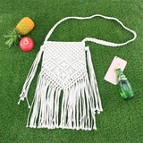 Woven Rattan Beach Bag Tassel Boho Crochet Fringed Women