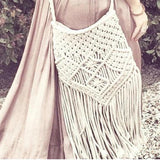 Woven Rattan Beach Bag Tassel Boho Crochet Fringed Women