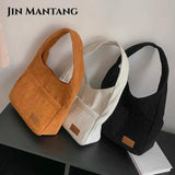 Corduroy Shoulder Side Bag Women Winter Casual Tote Handbag