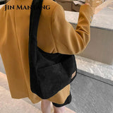 Corduroy Shoulder Side Bag Women Winter Casual Tote Handbag
