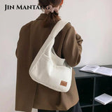 Corduroy Shoulder Side Bag Women Winter Casual Tote Handbag