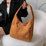 Corduroy Shoulder Side Bag Women Winter Casual Tote Handbag