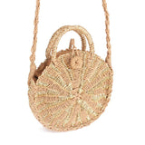 Vintage Rattan Woven Round Handbag Retro Straw Knitted Messenger Bag