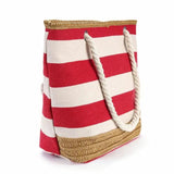 Patchwork Beach Bag High Striped Straw Bags Women Summer Canvas Handbag