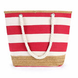 Patchwork Beach Bag High Striped Straw Bags Women Summer Canvas Handbag