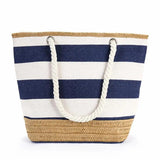 Patchwork Beach Bag High Striped Straw Bags Women Summer Canvas Handbag