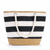 Patchwork Beach Bag High Striped Straw Bags Women Summer Canvas Handbag