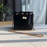 Velvet Shoulder Bag Metal Chain Crossbody Bags Large Capacity Bucket Pouch