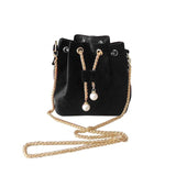 Velvet Shoulder Bag Metal Chain Crossbody Bags Large Capacity Bucket Pouch