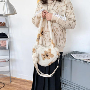 Bear Plush Bag Women Girl Shoulder Cross Body Handbag