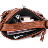 Soft Leather Women's Shoulder Bag Multi-layer Crossbody Bag Handbag Purses