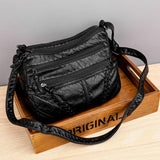 Soft Leather Women's Shoulder Bag Multi-layer Crossbody Bag Handbag Purses